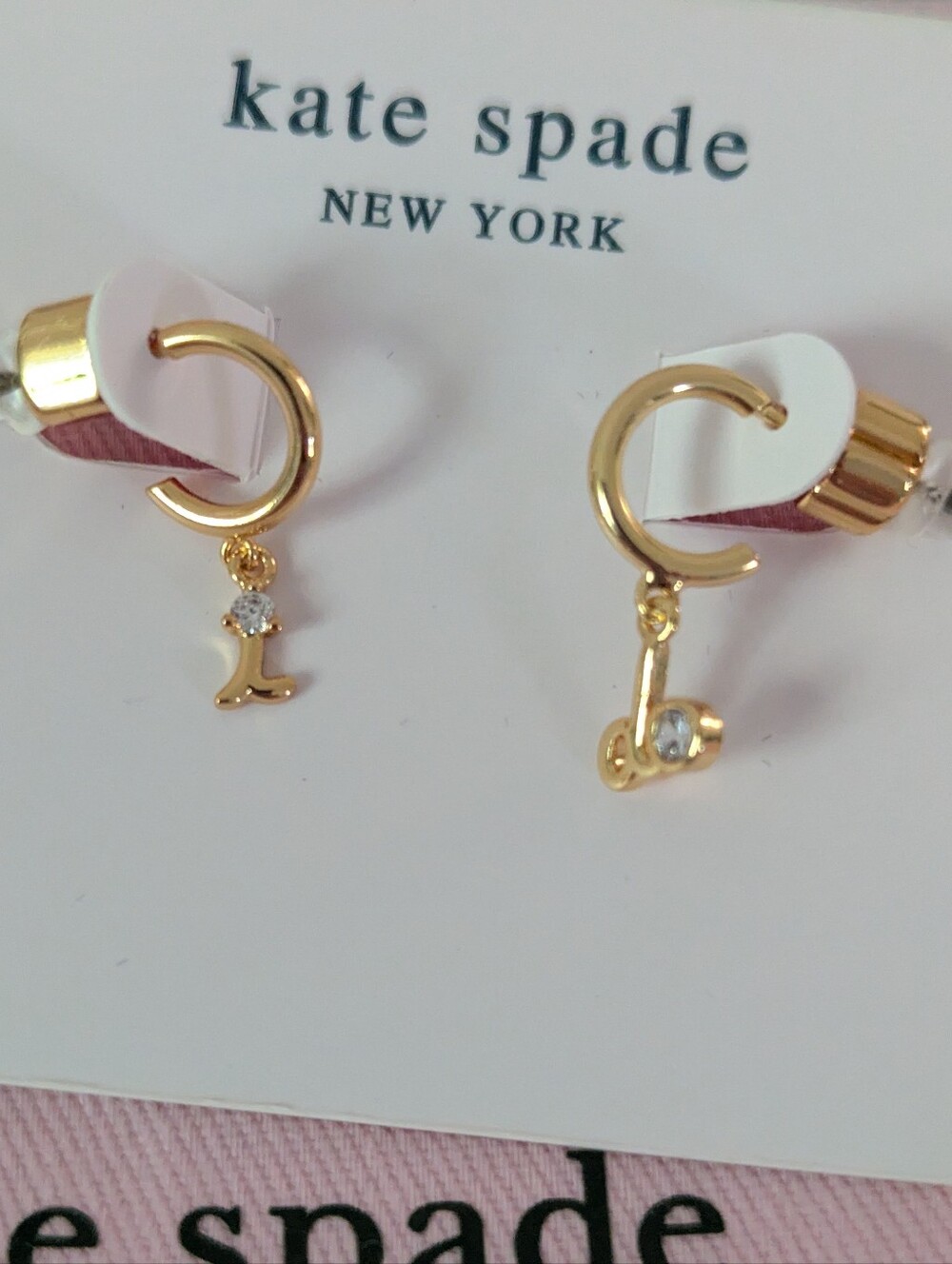 NWT Kate Spade "I Do" Asymmetrical Huggie Earrings